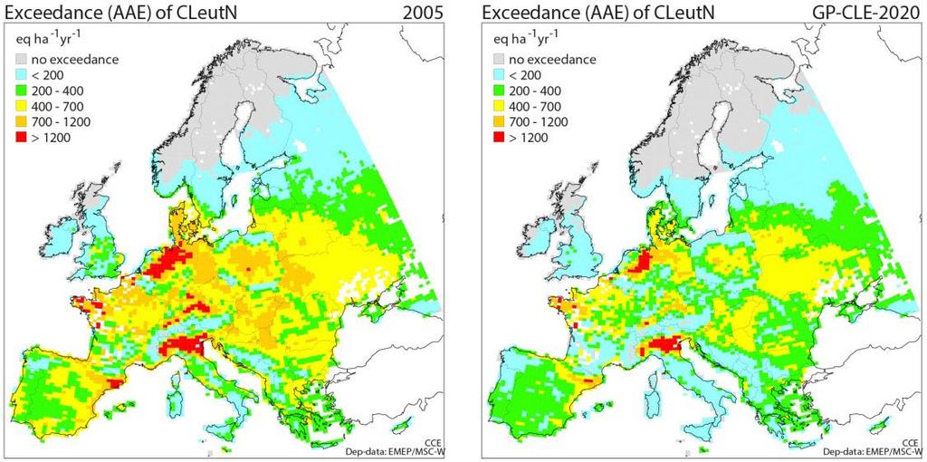 Levels critical to vegetation were not exceeded in Finland in 2014 (EEA 2017).