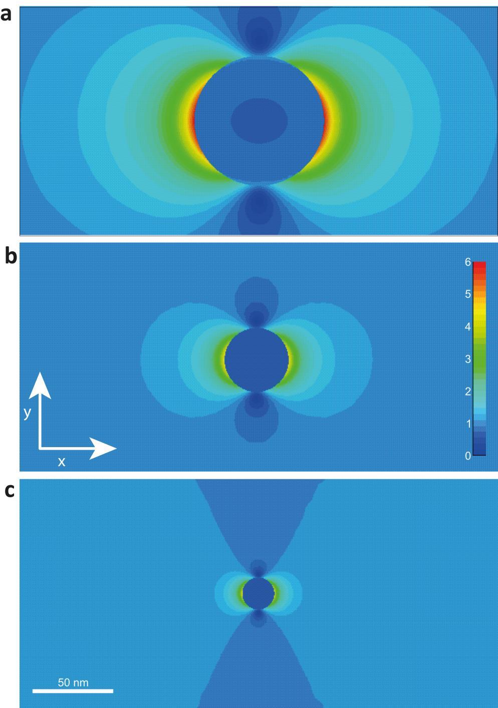 Supplementary Figure 6 Electric field distributions in the vicinity of gold NPs.
