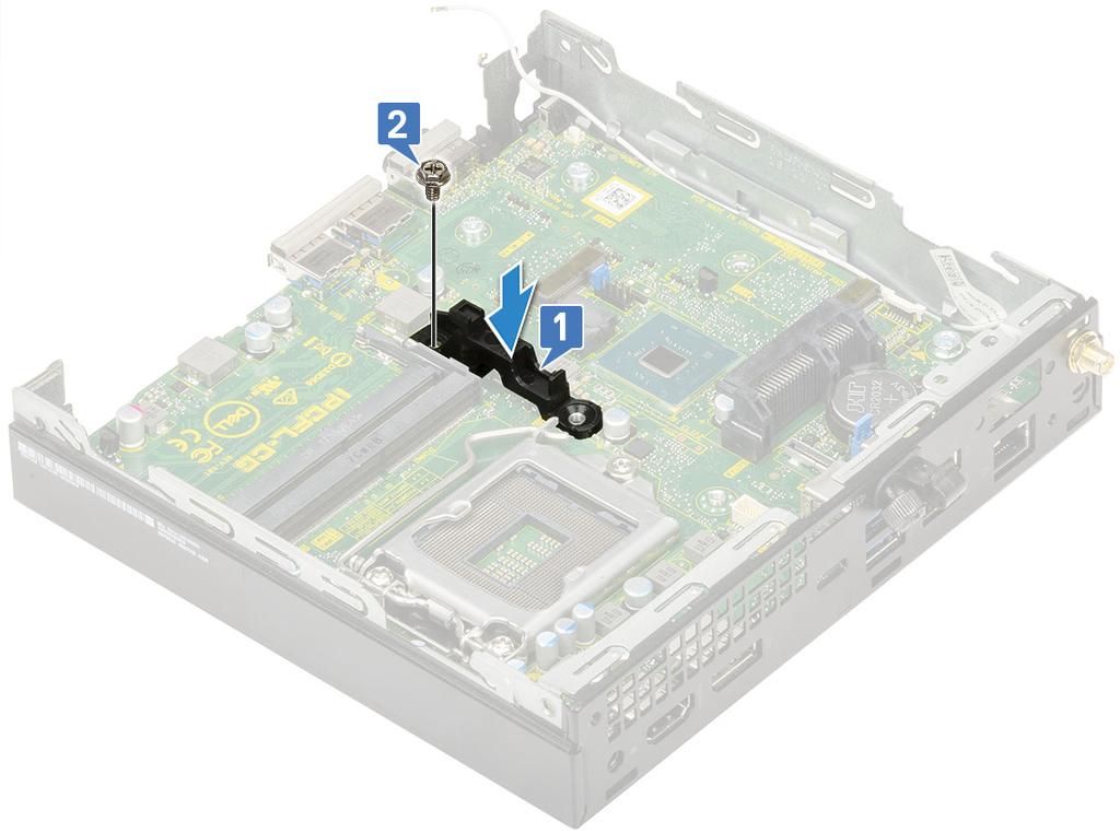 2 Asenna seuraavat: a suoritin b jäähdytyselementti c muistimoduuli d lisälaitemoduuli. e M.2 PCIe SSD f WLAN g jäähdytyselementtipuhallin.