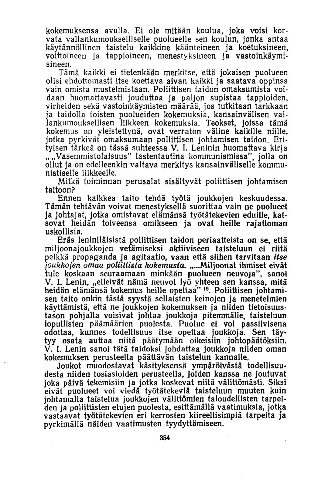 kokemuksensa avulla.