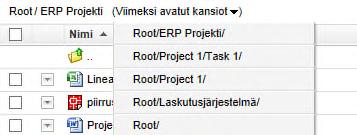 Oikeassa ruudussa näkyy valitun kansion sisältö. Alussa näet aina Root-kansion sisällön.