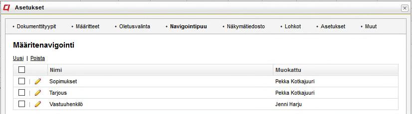 Navigointipuut Navigointipuun muokkaus Lohkot Lohkot-osiossa voit määrittää lohkoja piirustus (DWG) -tiedostoihin, joista määreet tulisi lukea.