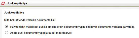 dokumenttiarkistosta ja painamalla kuvaketta työkaluvalikossa.