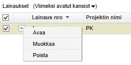 Näet lainat klikkaamalla "Lainaukset"-kuvaketta vasemmalla puolella olevassa valikossa.