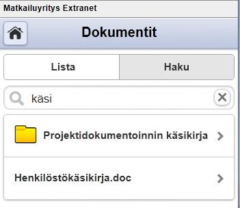 Klikkaamalla dokumenttia, saat yksityiskohtaisia tietoja siitä, tästä näkymästä on myös