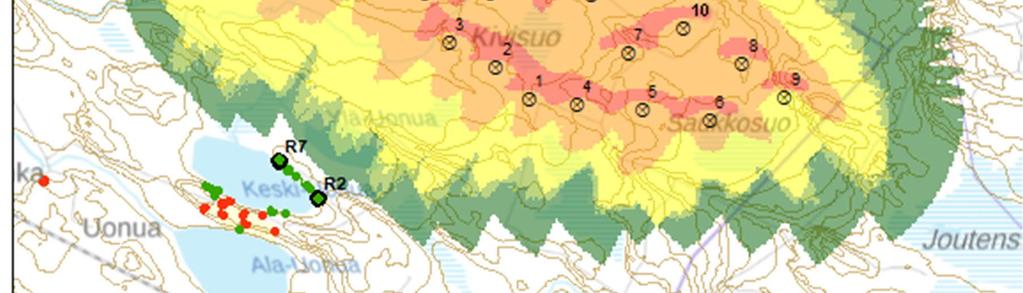 Turkkiselälle suunniteltujen 46 voimalan sijoitussuunnitelman kanssa.