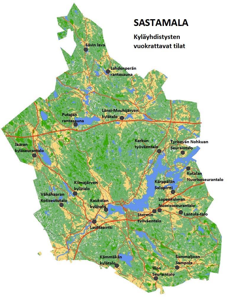 12. Kyläyhdistysten ylläpitämät tilat Illon Seuraintalo Jaaran Kyläseurantalo Karkun Työväentalo Kaukolan kylätalo Kiimajärven kylätalo Kutalan Nuorisoseurantalo Kämmäkän kylätalo Kärppälän