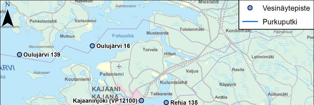 16 Kuva 4-2. Vedenlaadun tarkkailupisteet Nuasjärven ja Oulujärven alueella. Happitilanne on ollut Nuasjärven alueella päällysvedessä yleensä hyvä (Taulukko 4-3 ja Kuva 4-3).