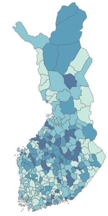 Kuntakonsernien lainakanta, /as vuonna 2018 Pienimmät(*): /as Suurimmat: /as Jomala 308 Espoo 12 349 Koski tl 617 Kyyjärvi 12 299 Merikarvia 769 Halsua 12 172 Enonkoski 770 Kaustinen 11 615 Ylitornio