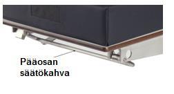 3.3.2 Selkäosan säätö Selkäosa säätyy kaasujousilla. Säädä tasoa painamalla säätökahvoista molemmilta puolilta (Kuva 3 (3)) ja säädä taso haluttuun kulmaan.