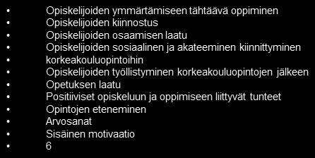 OPPIMIS- JA OPETUSOSAAMINEN KORKEAKOULUSSA: OPPIMISEN JA OPETUKSEN LAATUA EDISTÄVÄT OPETUSKÄYTÄNNÖT TUTKIMUKSEN PERUSTEELLA Hyvät opetuskäytännöt Positiiviset attribuutit Opetussuunnitelmien