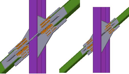 CON2s is a smaller version of CON2 with no major differences, other than the horizontal gusset plates which extend through the flanges of the column in the larger version. Figure 31.