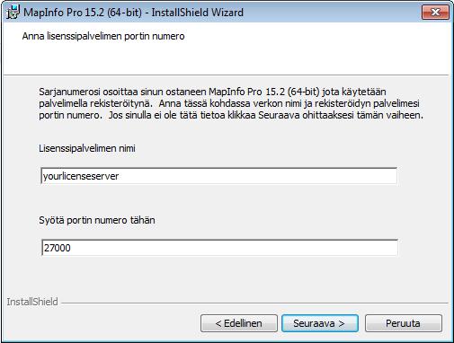 Jaettavan lisenssin aktivointi Tarkasta, että MapInfo Lisenssointipalvelin on käynnissä. Tarkasta, että palvelin on asetettu oikein ja että se sisältää oikeat aktivoidut lisenssit.