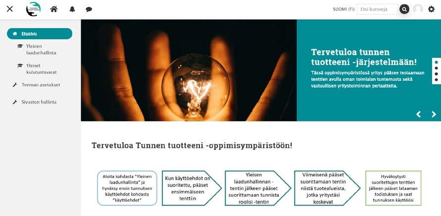 Yritys kirjautuu järjestelmään www.tunnentuotteeni.