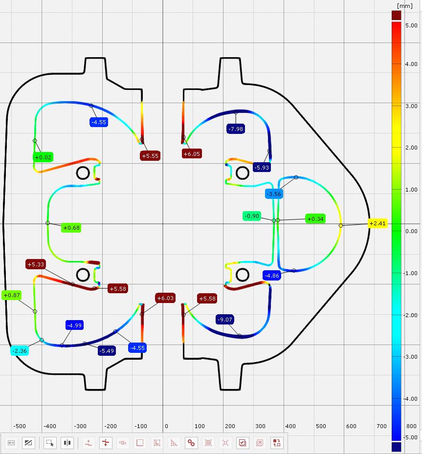 53 Kuva 30. Mittausdatan vertaaminen 3D CAD-malliin GOM Inspect 2018 -ohjelmistolla.