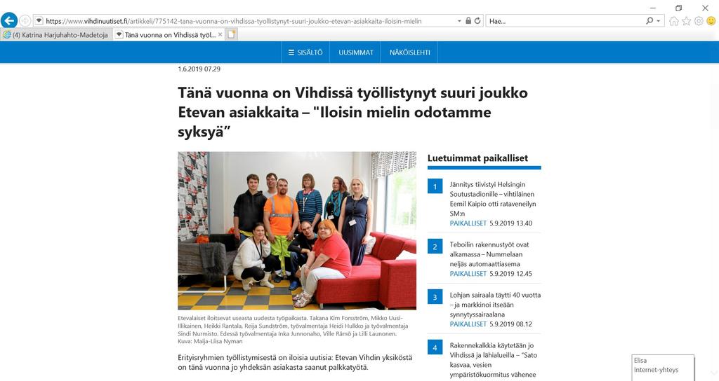 Lähde: Vihdin uutiset 1.6.