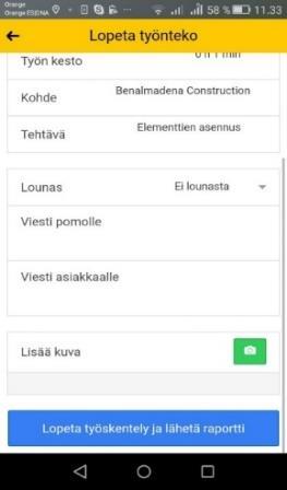 kohdasta Lopeta työskentely
