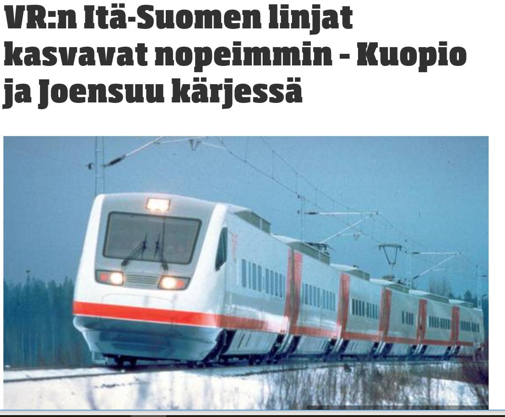 TARJONTA JA KYSYNTÄ Junavuorojen määrä ja aikataulut vauhdittavat kysyntää Kuopio-Iisalmi-Kajaani myöhäinen ilta ja varhainen