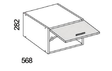 568mm *Kalusteovi Aventosnostomekanismilla, myydään erikseen. Tasolaatikko Huom!