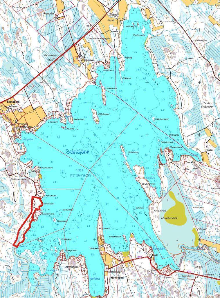 FCG SUUNNITELU JA TEKNIIKKA OY SELOSTUS 6 (24) Kuva 2. Seinäjärvi. Ylä-Havangan alue on järven etelärannassa sijaitseva noin 11,3 ha Koninniemen alue.