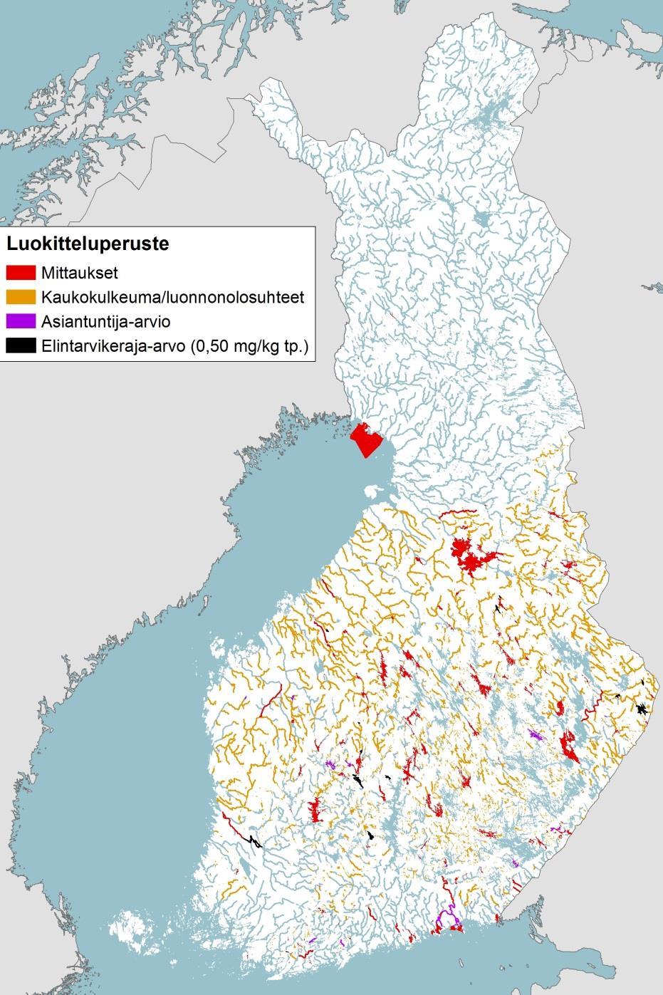 Kemiallinen tila - elohopea Ylittyy noin