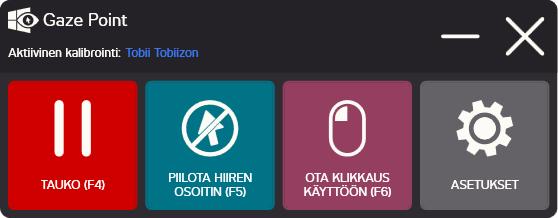 3 Käyttö Tobii Dynavox Gaze Point Taulukko 3.1 Kuvakkeet Gaze Point Controller Kuva 3.
