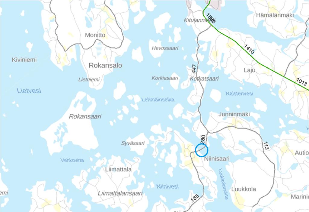 Väyläviraston julkaisuja 42/2019 16 Hätinvirta Hätinvirta sijaitsee Puumalan kunnassa maantiellä 15123 (kuva 7).