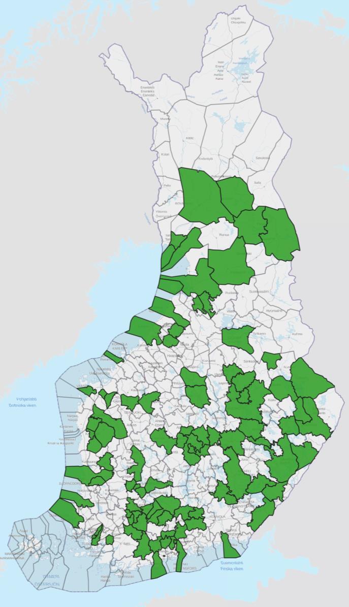 Kuntien osoitetietojen laatu Analyysiin osallistui 94 kuntaa Analyysissa yhteensä 1 51 70 osoitetta Mediaani 12 800 osoitetta (1 59 56 170) per kunta Osa kunnista lähetti vain valmiit rakennukset,