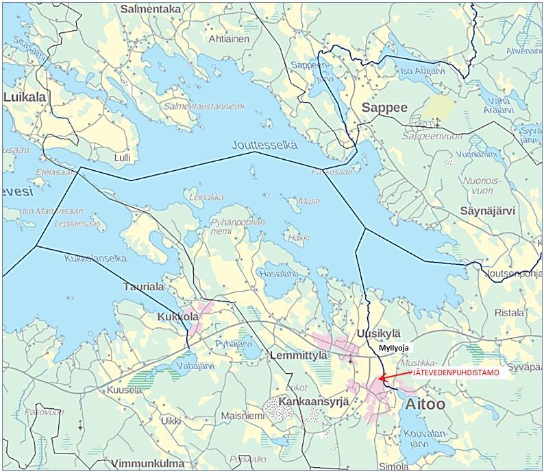 2 Kuva 1.1. Luopioisten Vesihuolto Oy:n jätevedenpuhdistamon sijainti. 2. Jouttesselän kalataloudellisen tarkkailun tulokset ja johtopäätökset 2.