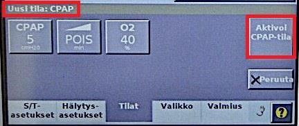 6.2 Hoitotilat Hengityshoitotilat CPAP S/T PCV AVAPS* PPV*(valinnainen) * merkityt ovat laitteeseen saatavia lisäosia eikä niitä ole käytössä kaikissa