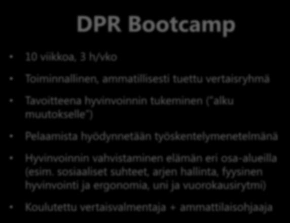 sosiaaliset suhteet, arjen hallinta, fyysinen hyvinvointi ja ergonomia, uni ja vuorokausirytmi) Koulutettu vertaisvalmentaja + ammattilaisohjaaja 10