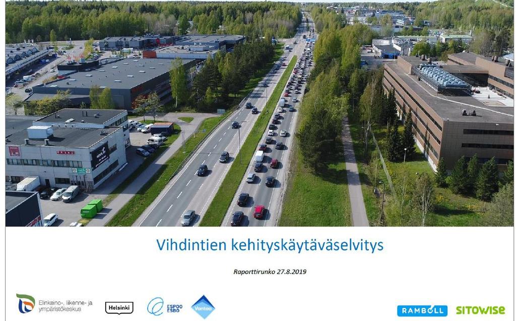 Yhteishanke: Vihdintien kehityskäytäväselvitys (rahoitus: ELY, Helsinki, Espoo,