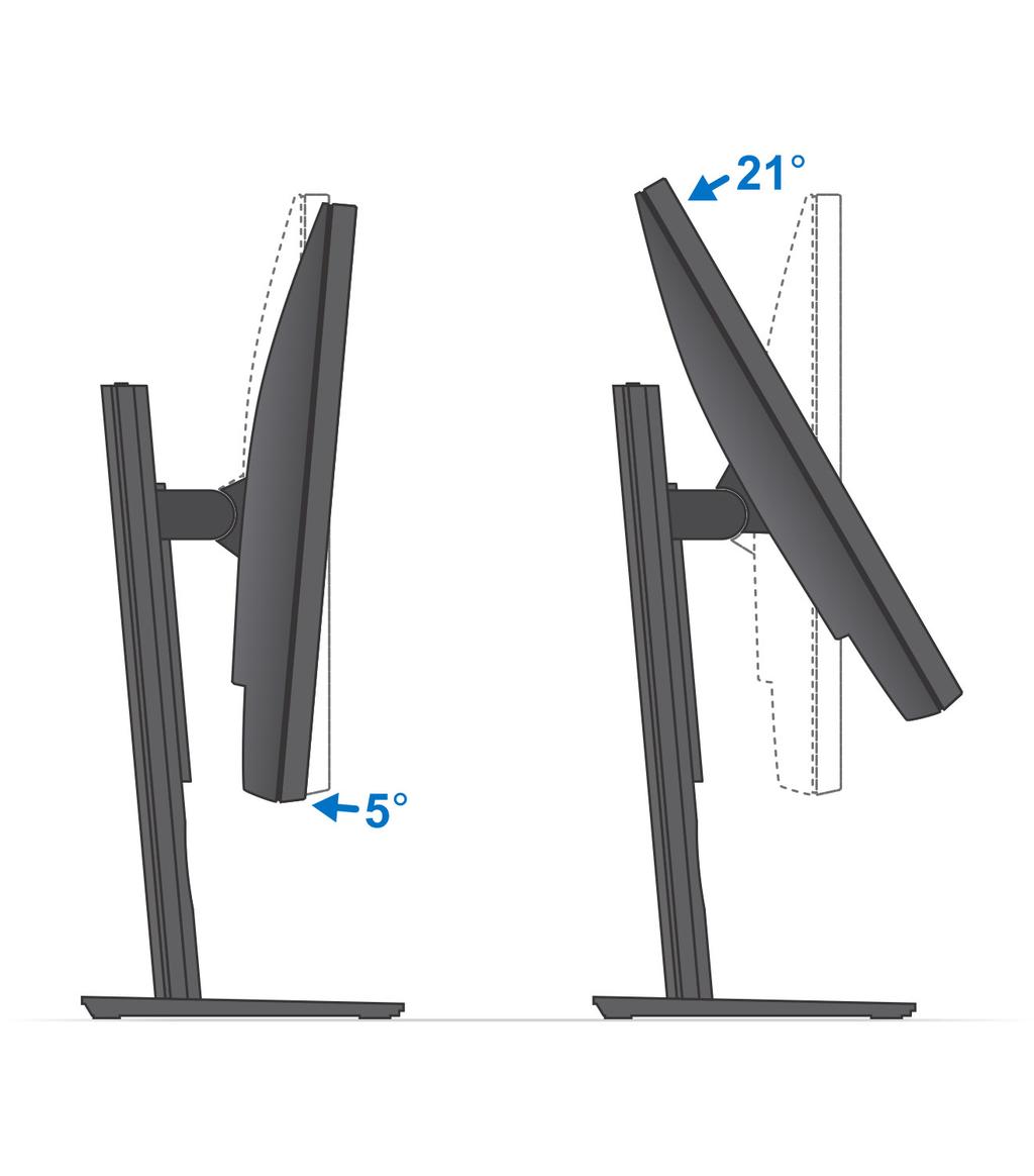 Näytön kallistuskulma Laitteen asentaminen korkeussäädettävään jalustaan Vaiheet 1.