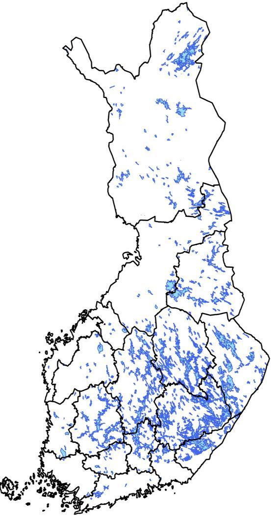 Alueet ja järvityypit Alue Pinta-ala, ha Maksimibiomassa, kg/ha Järvityyppi Min. T.n. Maks. Särki Ahven 15 % +15 % Min. T.n. Maks. Min. T.n. Maks. Etelä- ja Keski-Suomi Isot karut ja karuhkot 1054000 1240000 1426000 10 20 40 5 10 20 Pienet-keskikok.