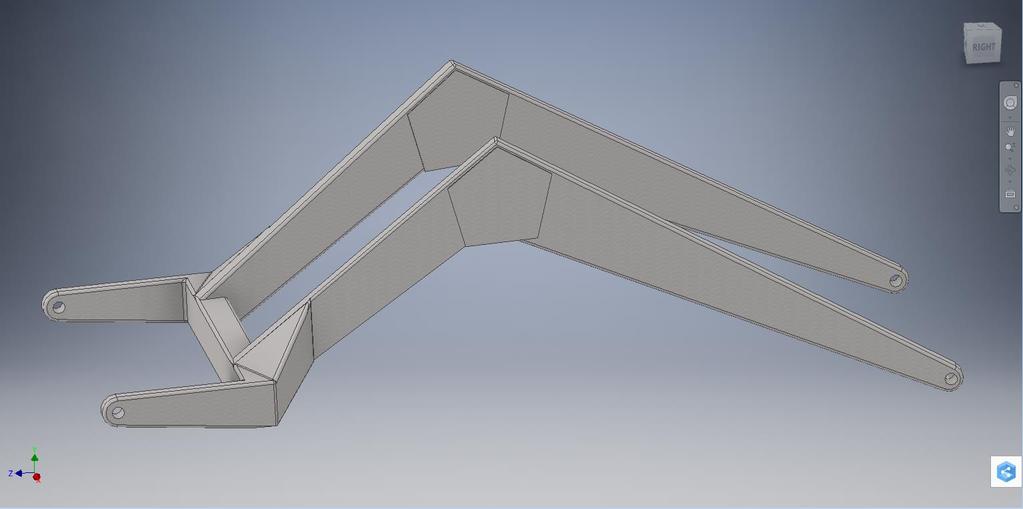 21 5 SUUNNITTELUTYÖ Suunnittelutyön helpottamiseksi kuormaajan aisastosta luotiin Autodesk Inventor Professional -suunnitteluohjelmistolla mittatarkka 3D-malli.