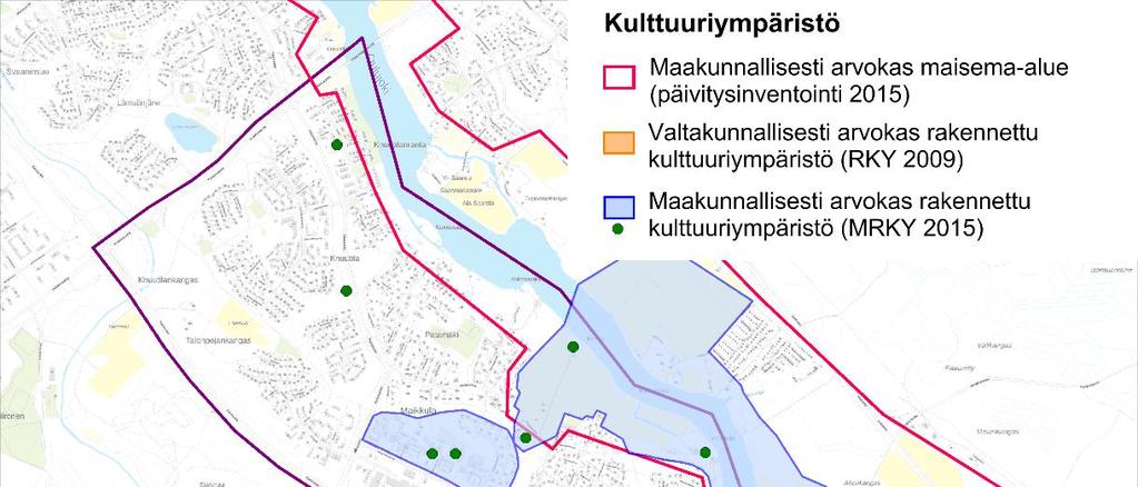 10 Arvokkaat kulttuuriympäristöt Tavoitesuunnitelman suunnittelualueella sijaitsee yksi valtakunnallisesti merkittävä rakennettu kulttuuriympäristö.