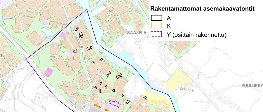 6 Suurin osa suunnittelualueesta on asemakaavoitettu. Alueen asemakaavat on tehty vaiheittain, ja pääosa alueen asemakaavoista on laadittu 1970- ja 1980-luvuilla.