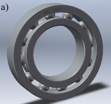 23 Figure 9. Roller bearing and bushing of test rig. a) is a roller bearing and b) is a bushing. (Sikanen 2019b). The bearing s approximated stiffnesses and dampings are shown in table 2.