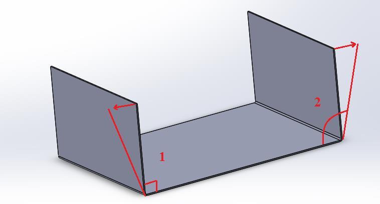 19 Figure 7. Spring back effect. (1) demonstrates the desired bend angle, and (2) the ultimate bend angle after spring back.