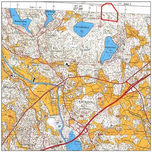 avgränsat med rött (Lantmäteriverket) Taasjärven ympäristön rakentaminen keskittyi aina 1990-luvulle asti sen koillis- ja itäpuolelle.