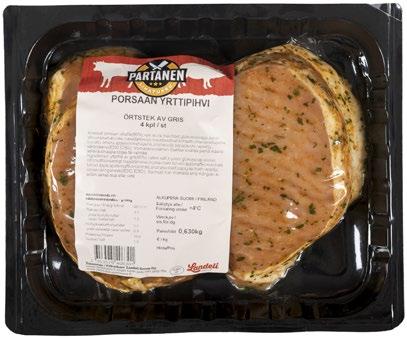 yrttipihvi 4 kpl/n. 600 g, skin 9013 Porsaan ulkofileepihvi BBQ mureutettu 4 kpl/n. 600 g 9178 Porsaan rimpsuluut marinoitu n.