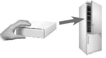 1.6 Vie pakkaukseen jäävä(t) esitäytetty(-tyt) kynä(t) alkuperäisessä kotelossaan takaisin jääkaappiin (kuva E).
