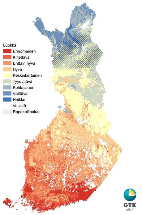 Maalämpöratkaisujen kartoitus Suurin osa suomen maaperästä soveltuu maalämmön hyödyntämiseen Suomessa kallioperä luovuttaa hyvin lämpöä ja on porattavuudeltaan hyvä Ainoastaan pohjoisen Lapin
