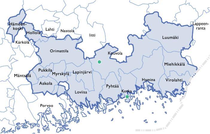 Kymenlaakson Sähkö perustettu 1918 toimimme 4 maakunnan alueella: Kymenlaaksossa,