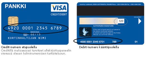 Maksaminen credit/debit