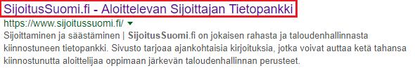 18 onkin tärkeää, että sivuston otsikosta tehdään merkityksellinen ja ilmeinen ja mahdollisimman helposti ymmärrettävä.