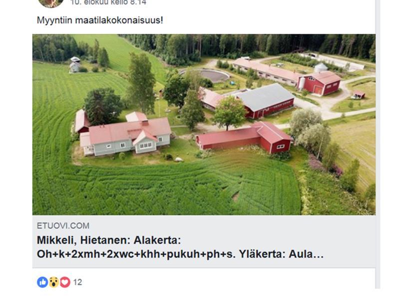 Maatilojen osto- ja myyntipaikkoja Agronetin keskustelupalsta Aktiivitilat (FB) Asiantuntijat mm. ProAgria, yksityiset neuvojat, maaseutuviranomaiset Etuovi Farmarin pörssi Farmit.