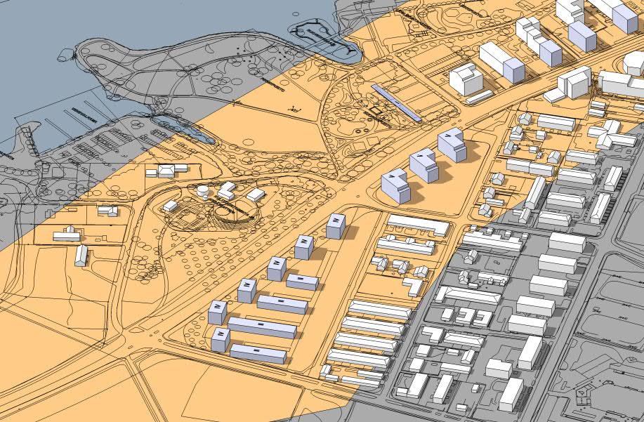 Havainnekuvia Sävelpuiston ja Rantapuiston alueesta kaupunkikuvallisen selvityksen (2012) mukaan.