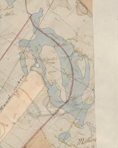 1770-1780 yleiskartan ote Mallinkaistenjärven kohdalta.