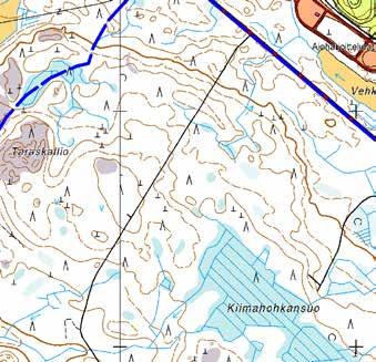 Turbiinipaikka 1 Kasvillisuuskuvaus: Mustikkatyypin (MT) tuore kangas, jonka puusto on kuusivaltaista ja harvennettua.